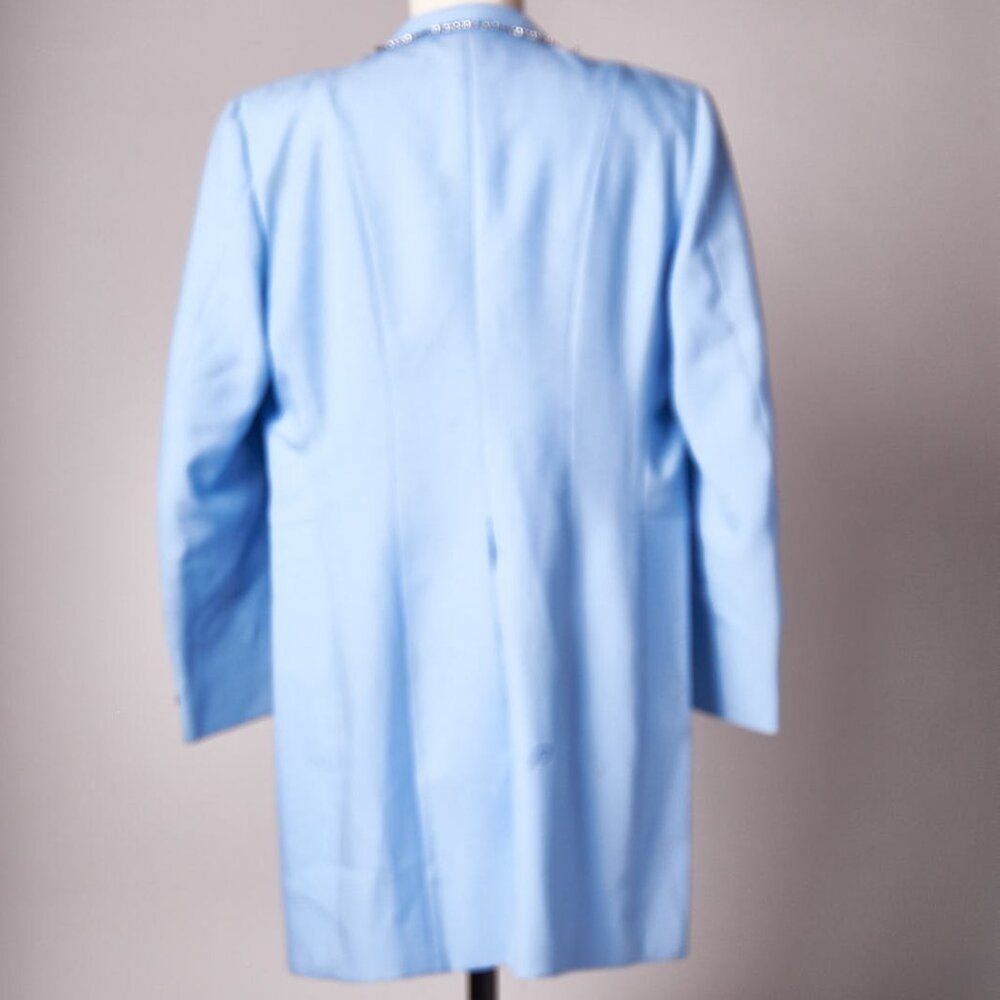 Vintage 1970s Baby Blue Circus Performer Blazer Jacket with Tails